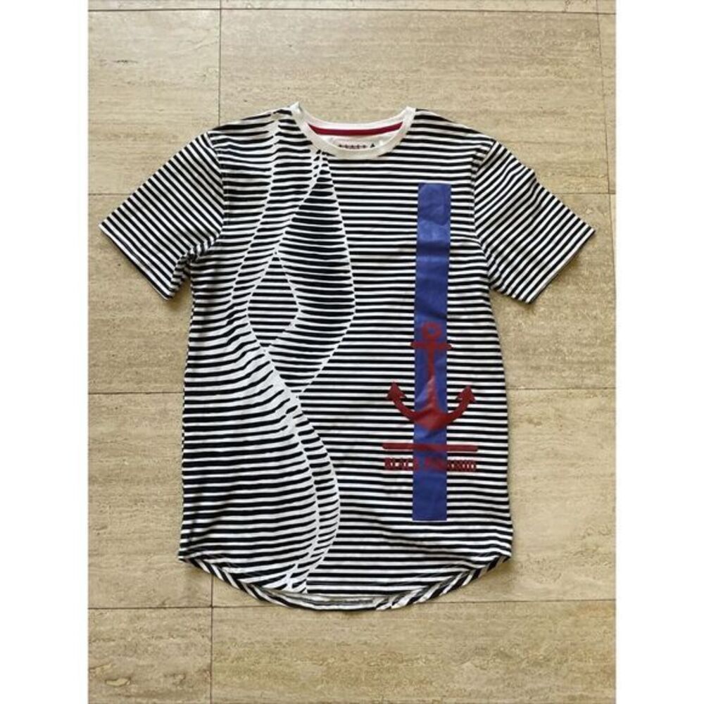 Black Pyramid Multicolor Striped Anchor Logo‎ T-Shirt Size M Women